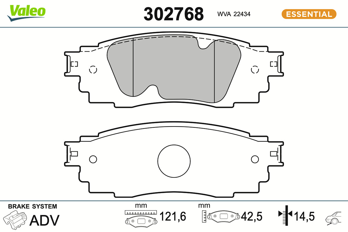 Комплект тормозных колодок, дисковый тормоз - 302768 VALEO